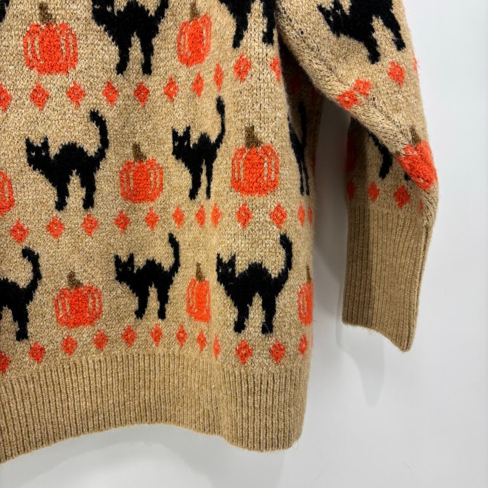 Vince Camuto Size Large Womens Sweater Black Cat Pumpkin Halloween Crewneck Fall - Picture 16 of 16